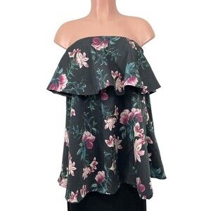 Talulah T•LULAH Floral Strapless Multi Layer Flowy‎ Blouse Size SMALL